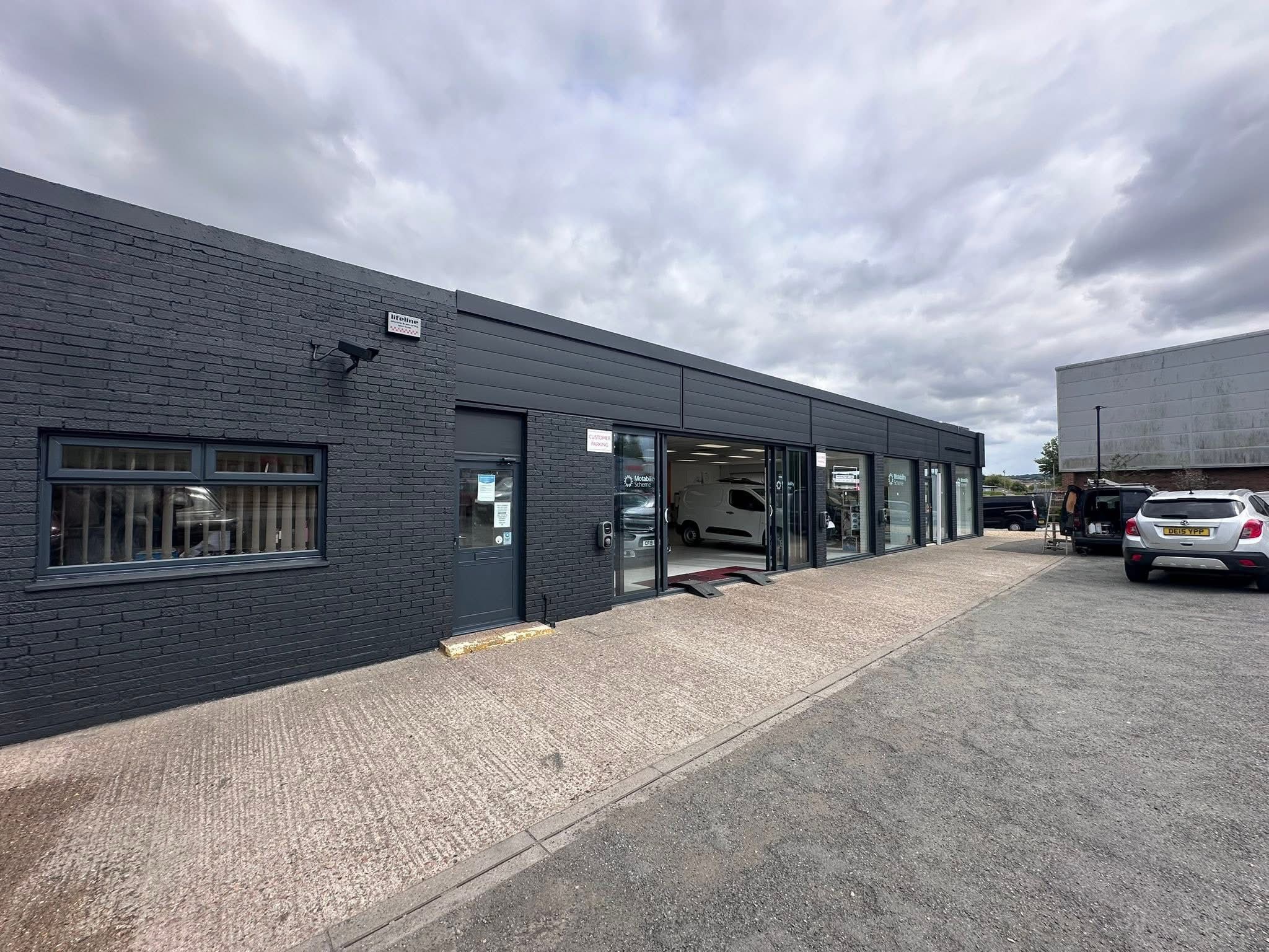Commercial premises with freshly sprayed frontage